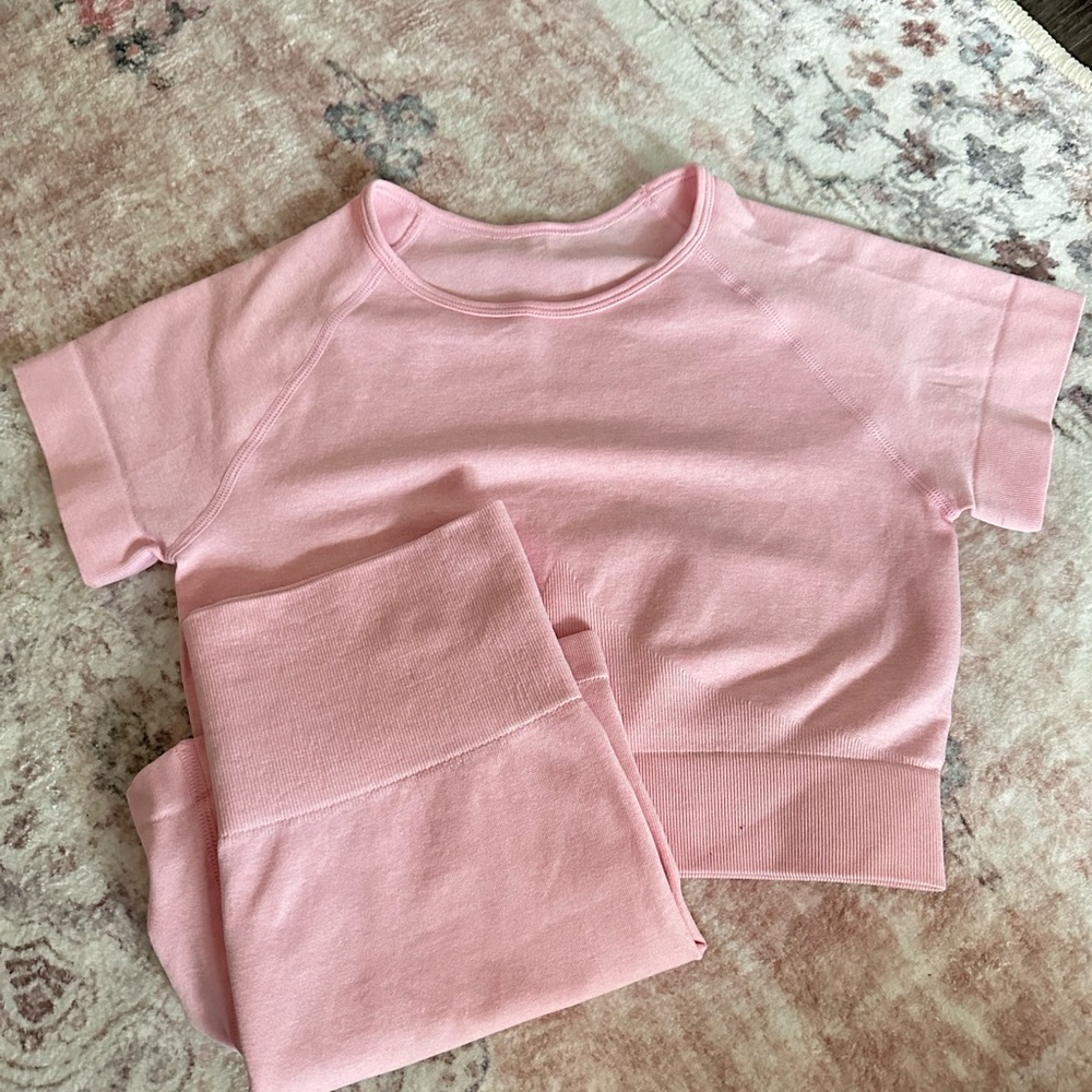 Two Piece Pink Workout Set - Picture 3 of 5